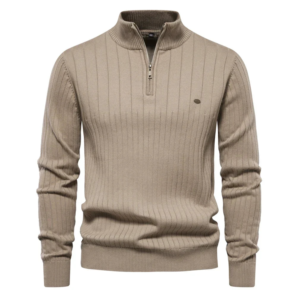 Adrian | Classic Ribbed Quarter-Zip Sweater - Valereo