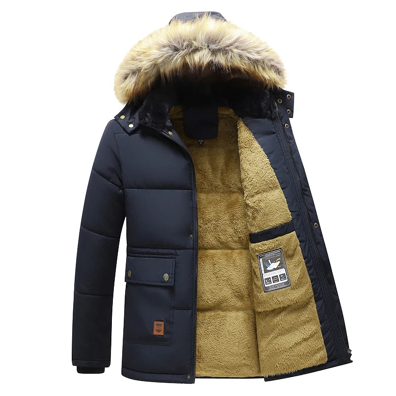 Andrew | Cozy Fur-Hood Fleece-Lined Parka Jacket - Valereo