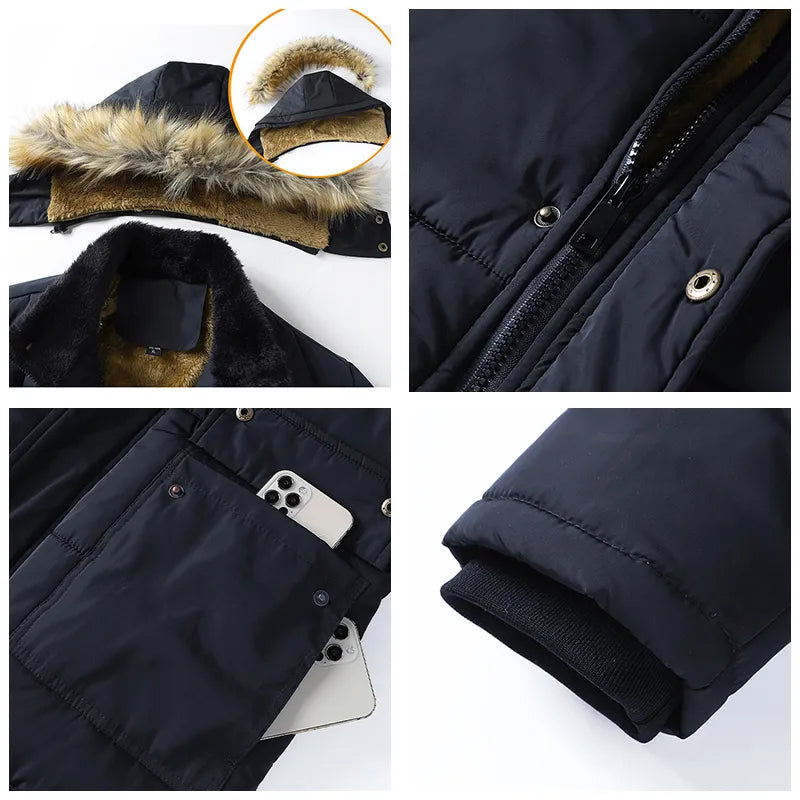Andrew | Cozy Fur-Hood Fleece-Lined Parka Jacket - Valereo