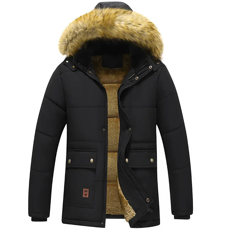 Andrew | Cozy Fur-Hood Fleece-Lined Parka Jacket - Valereo