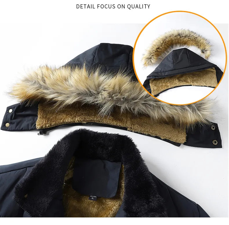 Andrew | Cozy Fur-Hood Fleece-Lined Parka Jacket - Valereo