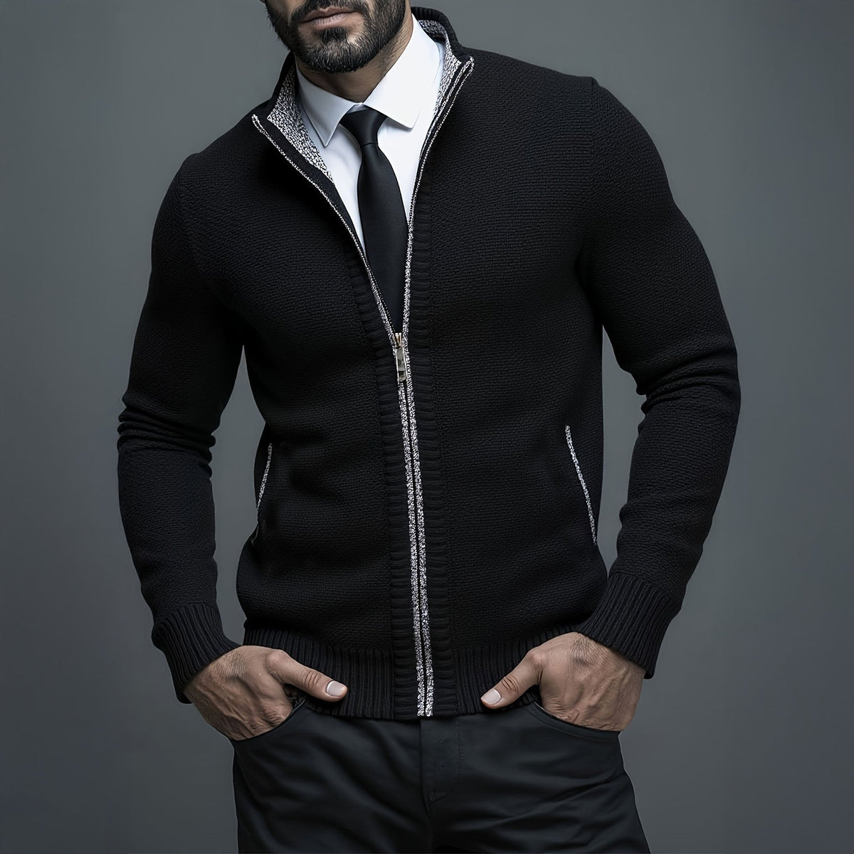 Caleb | Refined Zip Knit Cardigan - Valereo