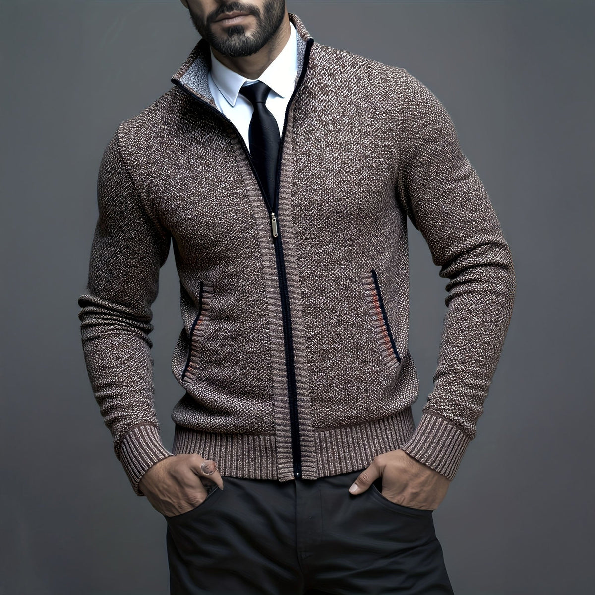 Caleb | Refined Zip Knit Cardigan - Valereo