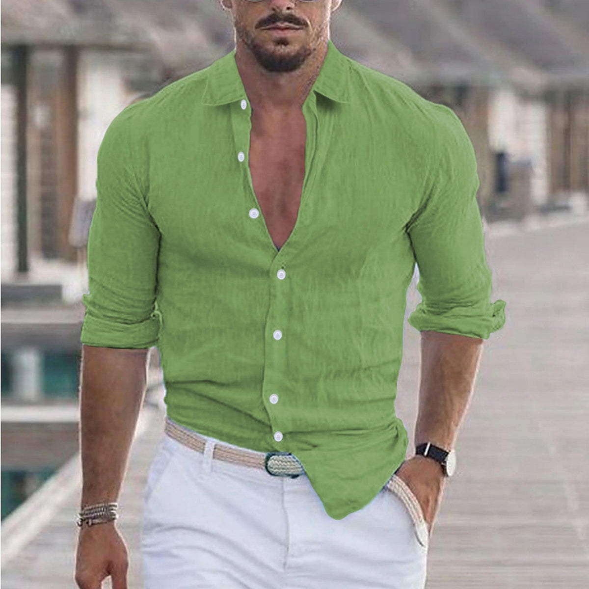 Caleb | Relaxed Linen Button-Up Shirt - Valereo