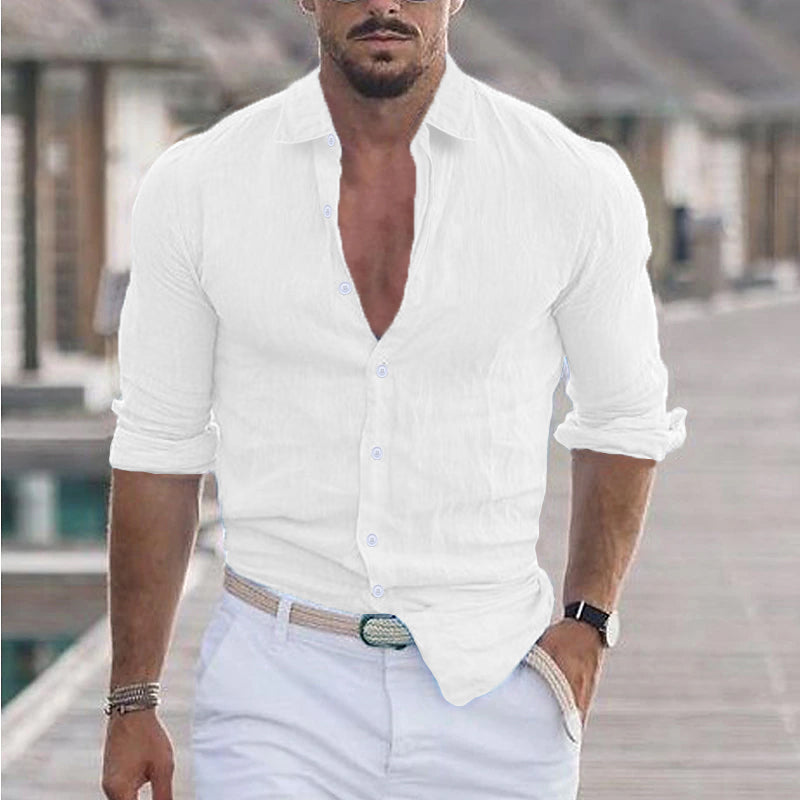 Caleb | Relaxed Linen Button-Up Shirt - Valereo