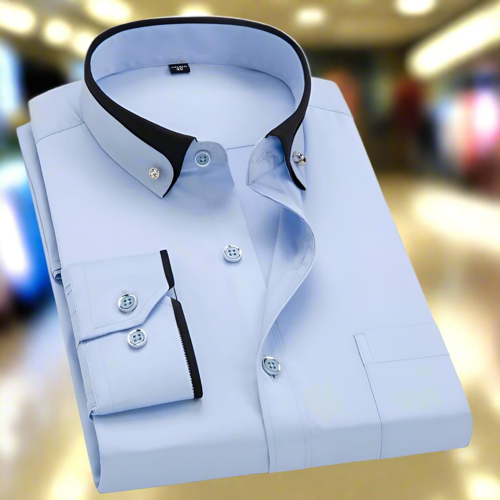 Caleb | Stylish Contrast Collar Button-Up Shirt - Valereo