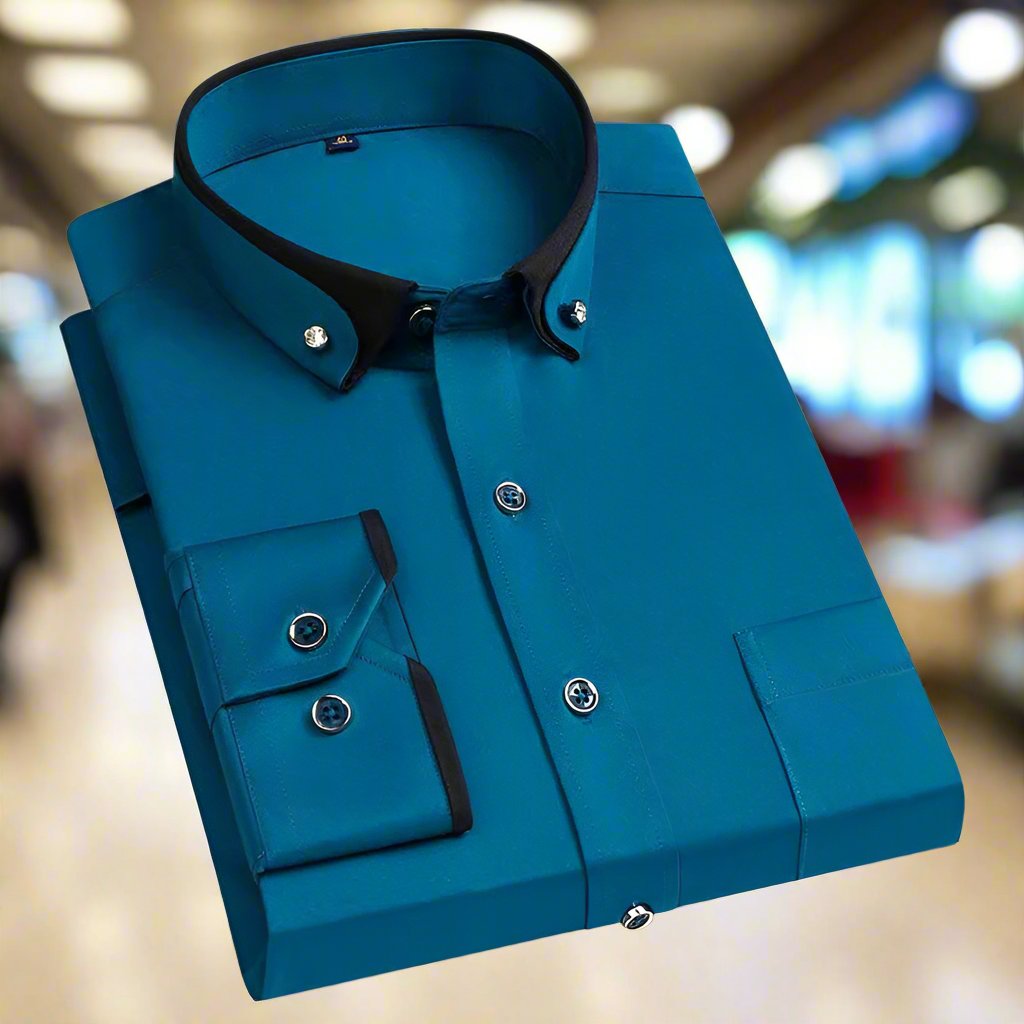 Caleb | Stylish Contrast Collar Button-Up Shirt - Valereo