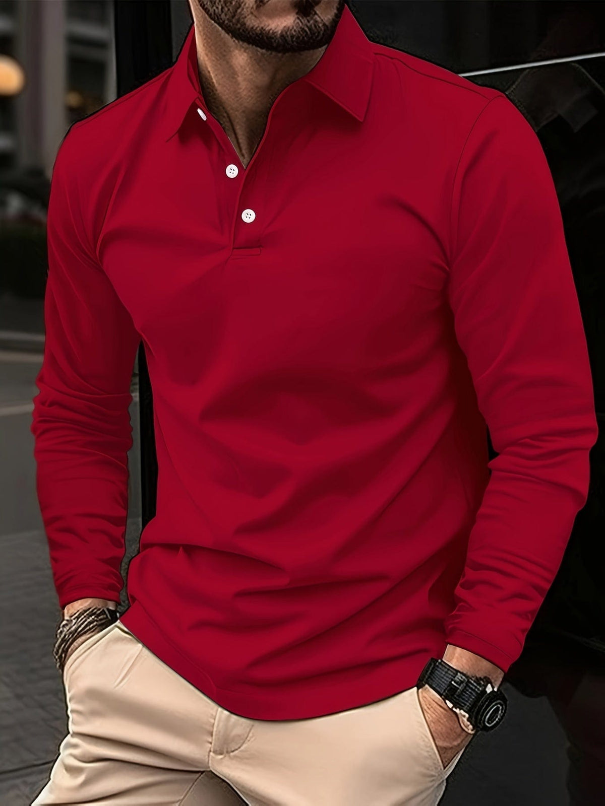 David | Classic Long Sleeve Polo Shirt - Valereo