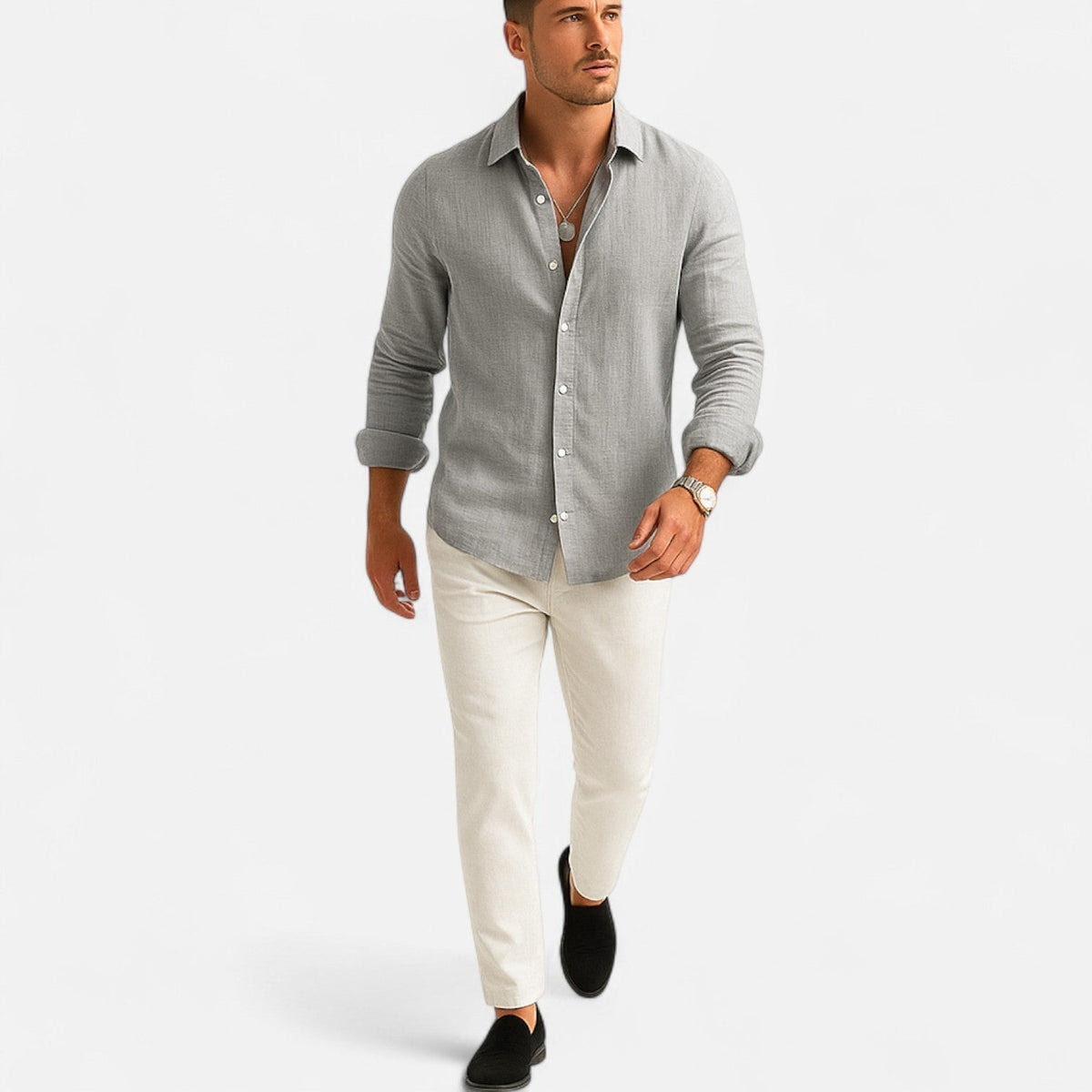 David | Refined Textured Linen Shirt - Valereo