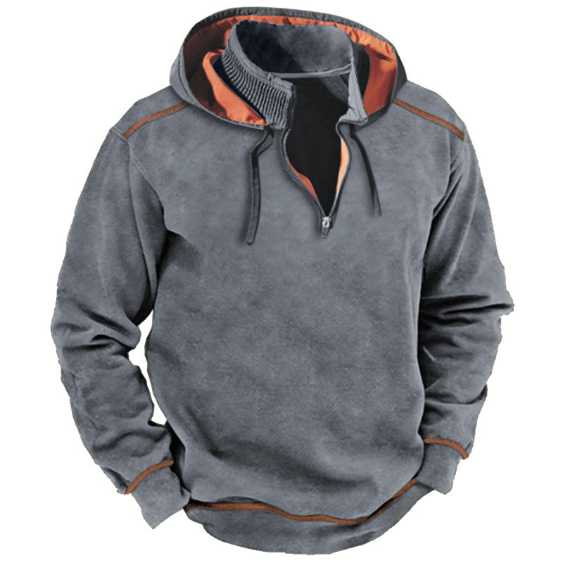 David | Stylish Quarter-Zip Contrast Hoodie - Valereo