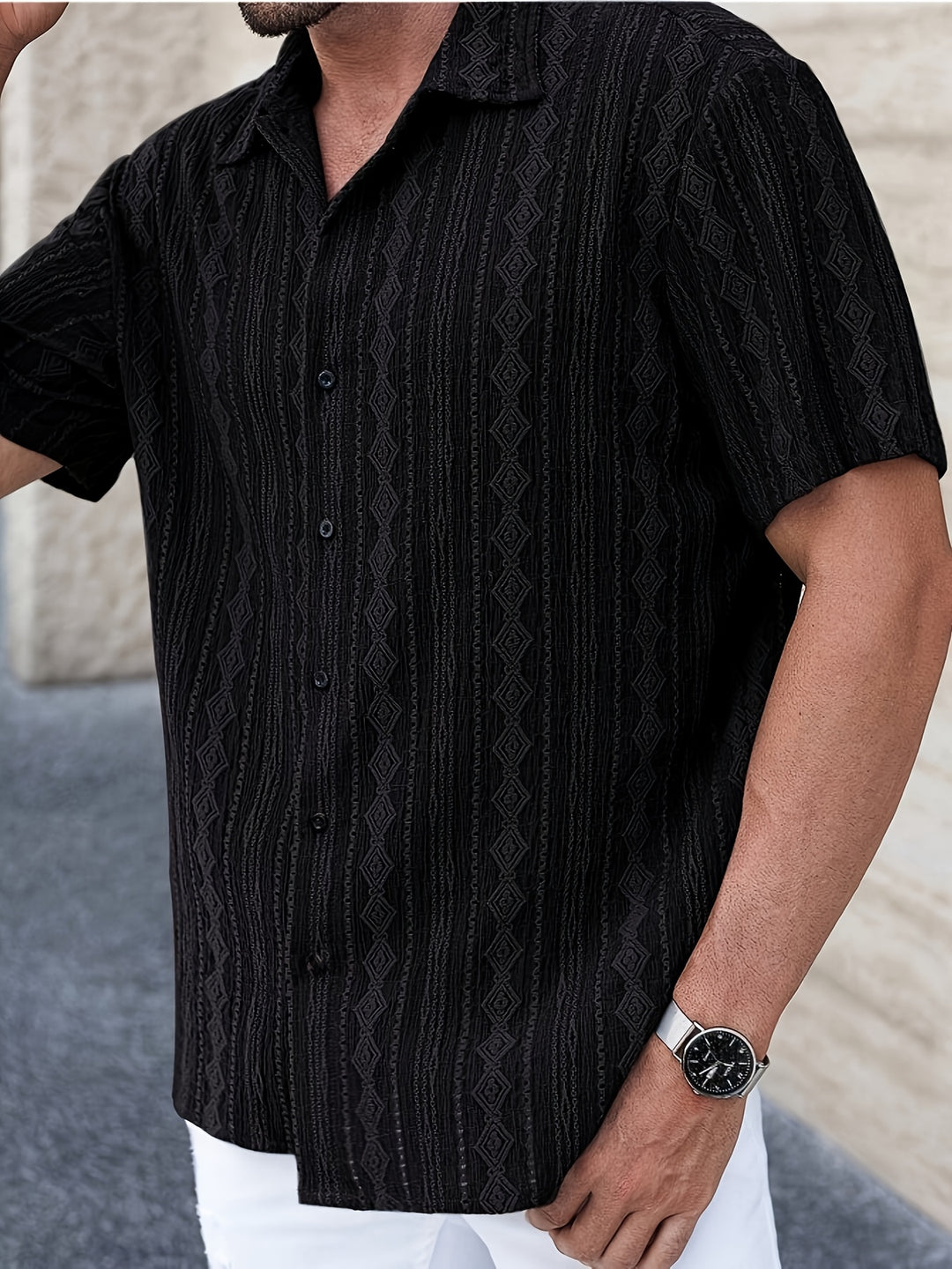 David | Stylish Textured Knit Shirt - Valereo