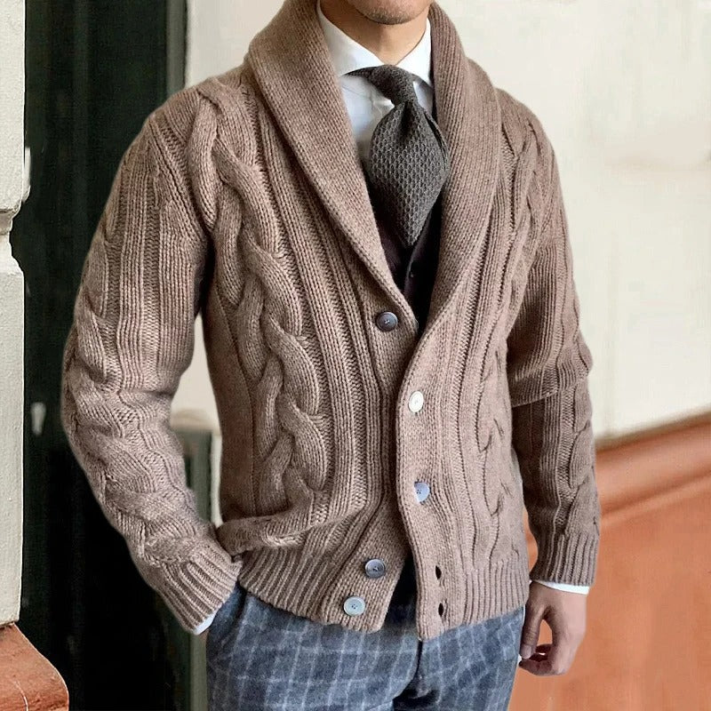 David | Timeless Collar Cable Knit Cardigan - Valereo