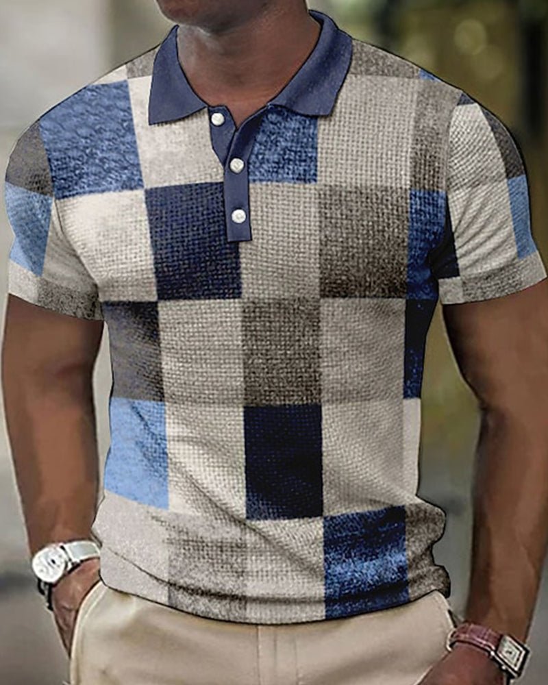 Ethan | Casual Patchwork Print Polo Shirt - Valereo