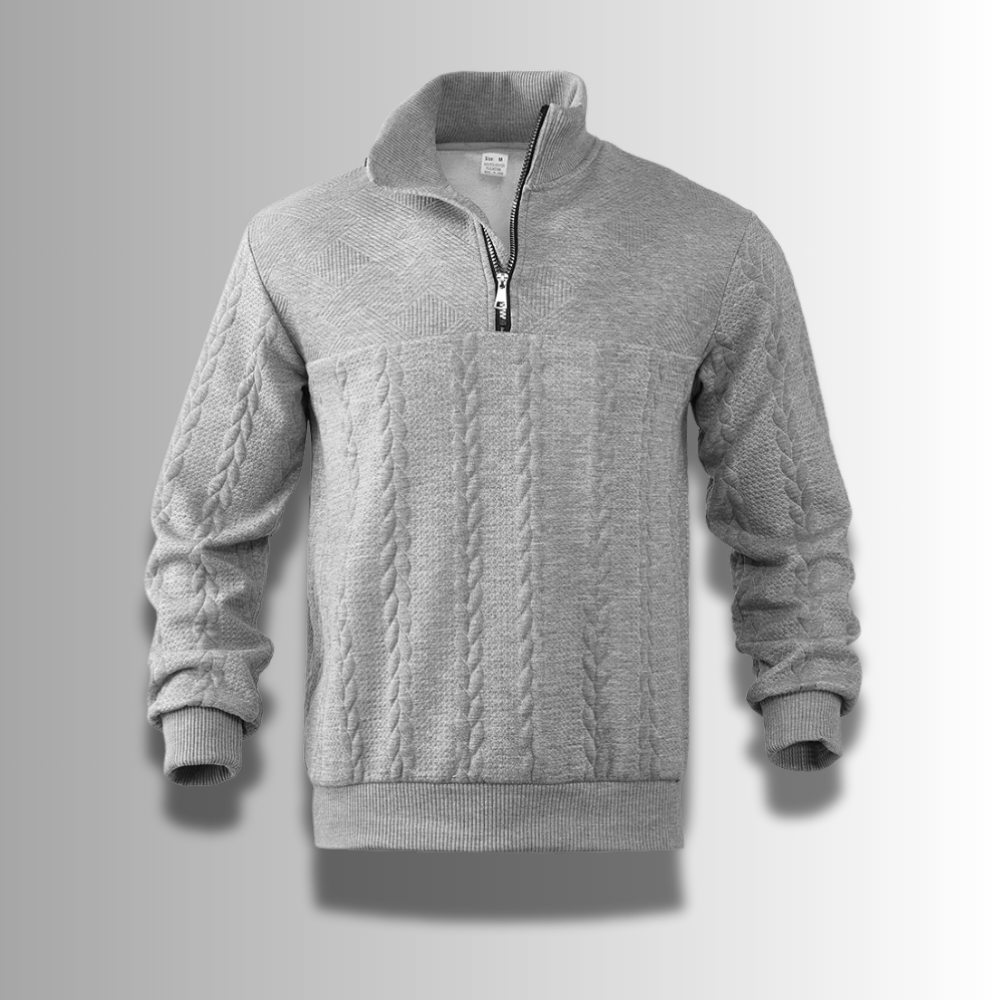 Ethan | Classic Cable Knit Quarter-Zip Sweater - Valereo