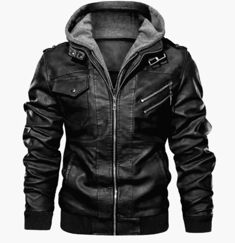 Ethan | Modern Hooded Leather Jacket - Valereo