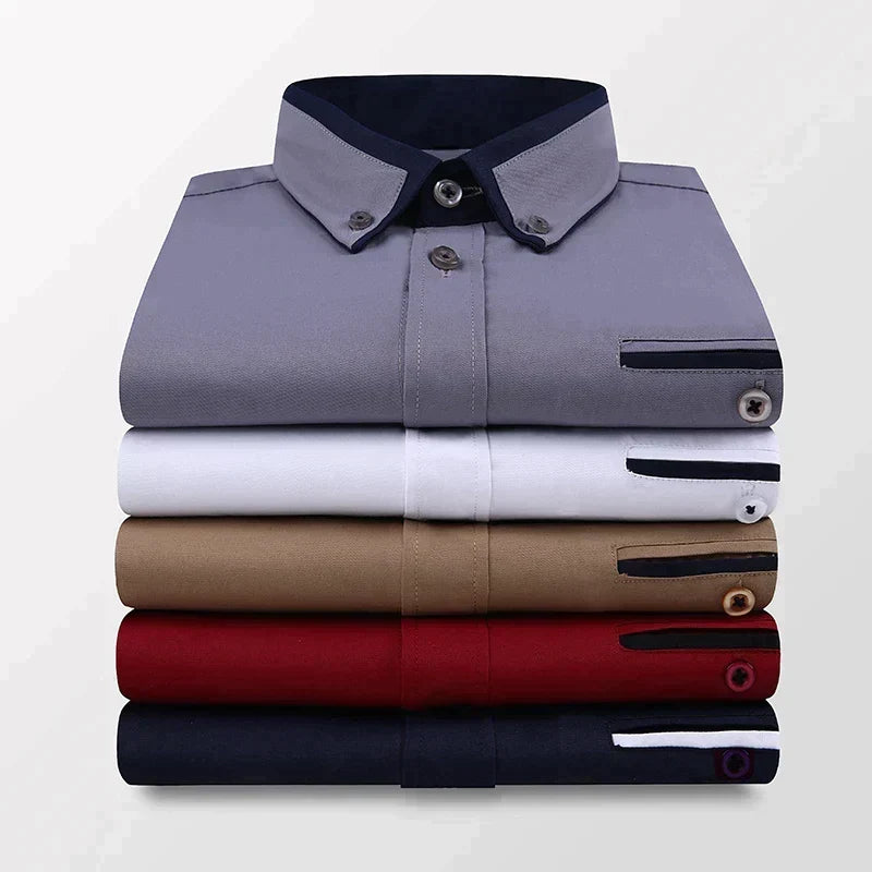 Henry | Stylish Contrast-Collar Button-Up Shirt - Valereo