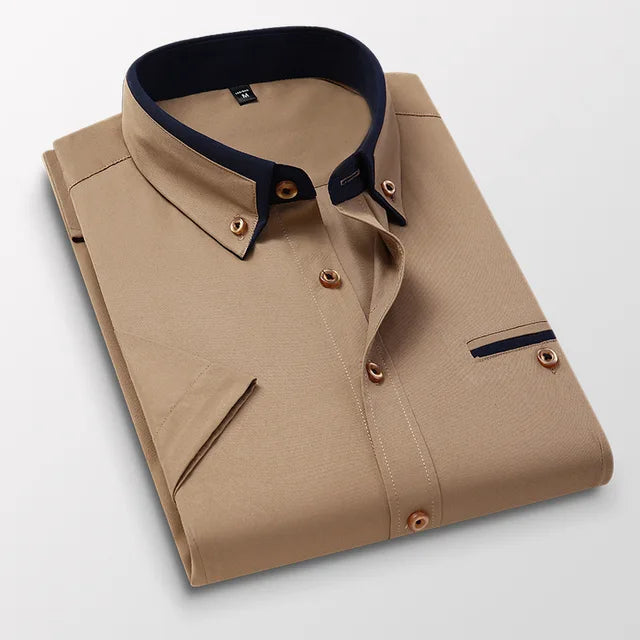 Henry | Stylish Contrast-Collar Button-Up Shirt - Valereo