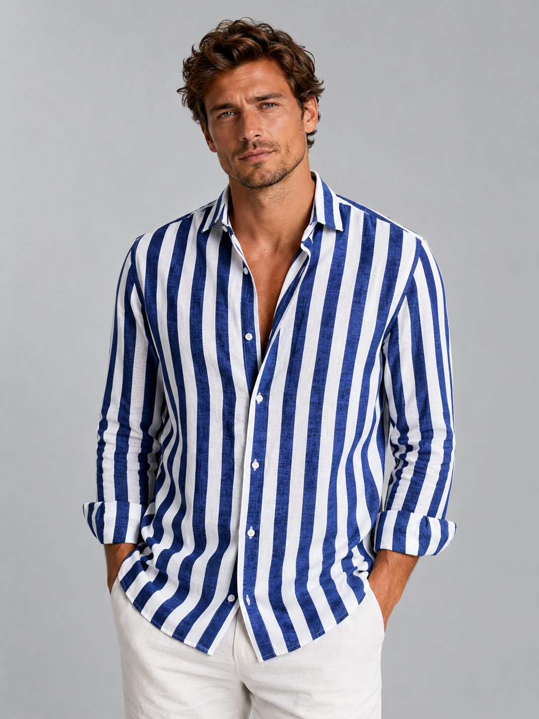 Jack | Stylish Striped Linen Shirt - Valereo