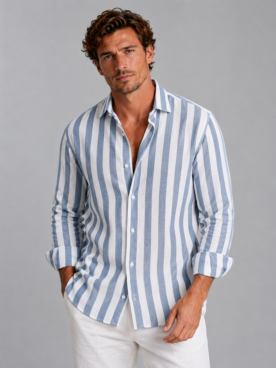 Jack | Stylish Striped Linen Shirt - Valereo