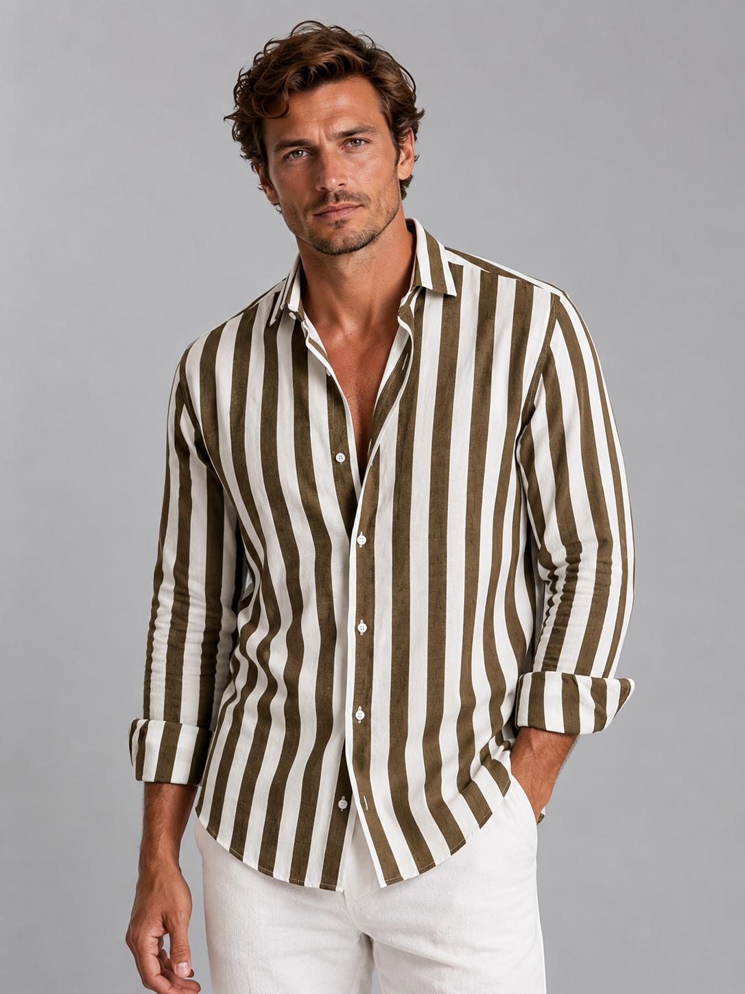 Jack | Stylish Striped Linen Shirt - Valereo