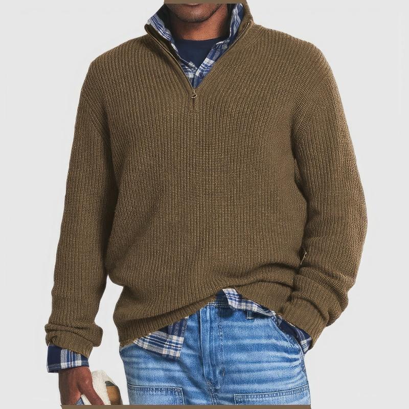 James | Casual Quarter-Zip Ribbed Sweater - Valereo