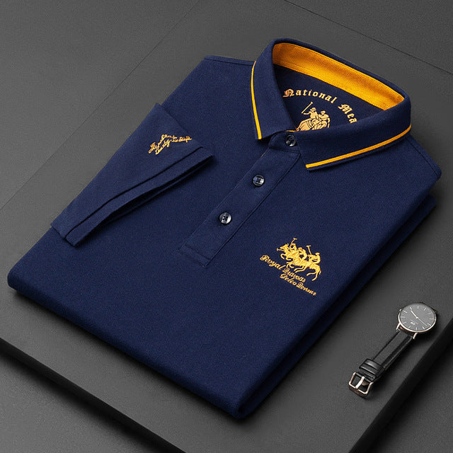 James | Classic Embroidered Contrast-Collar Polo Shirt - Valereo