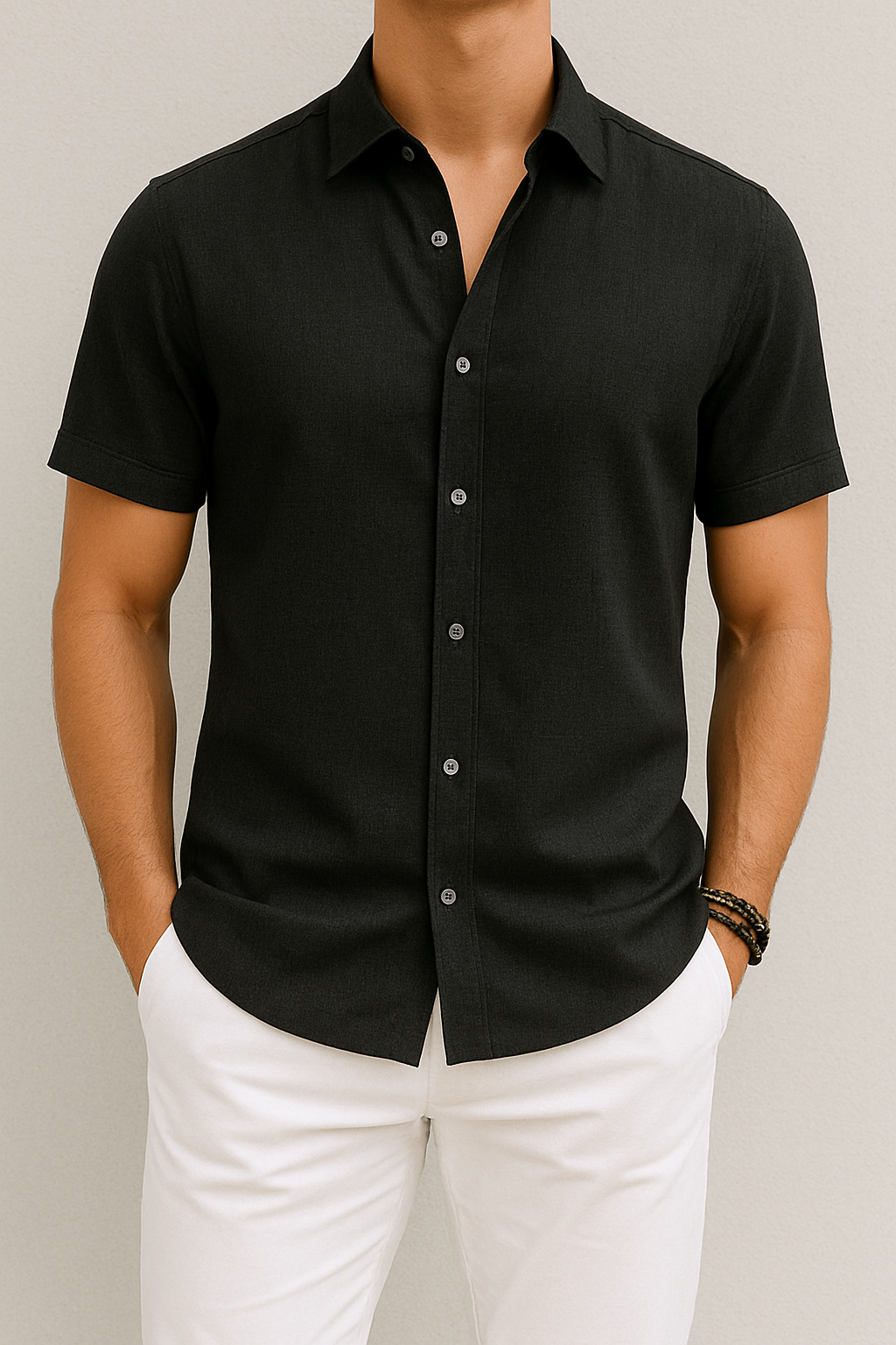 James | Relaxed Linen Short-Sleeve Shirt - Valereo