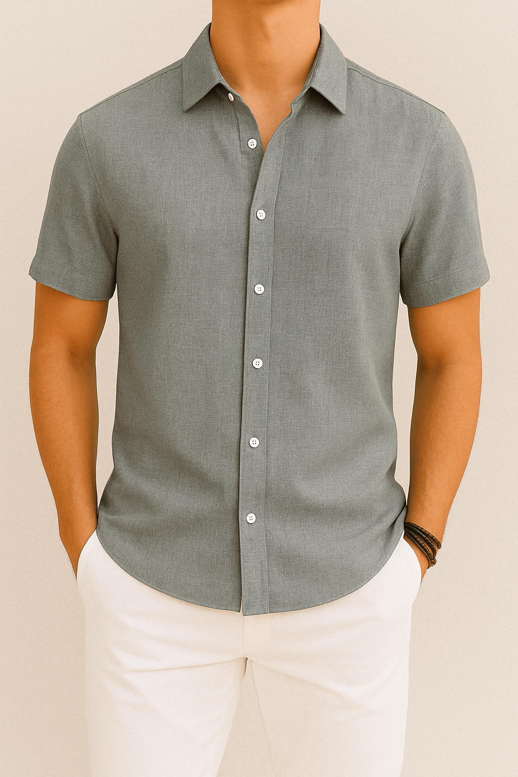James | Relaxed Linen Short-Sleeve Shirt - Valereo