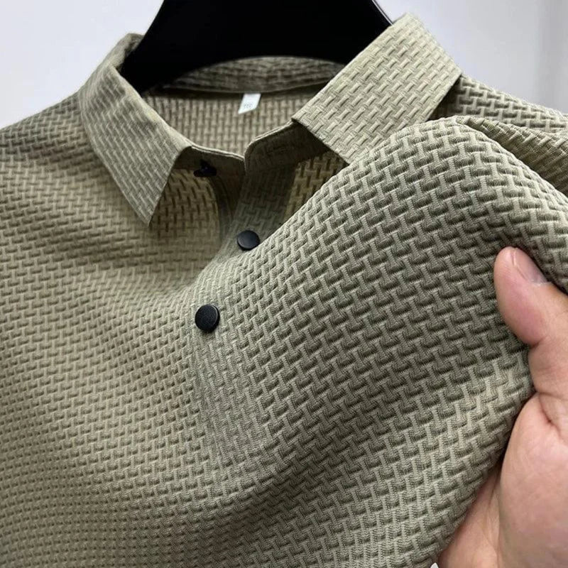 Jason | Elegant Waffle Knit Polo Shirt - Valereo