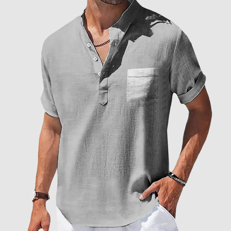 Jason | Relaxed Linen Henley Shirt - Valereo