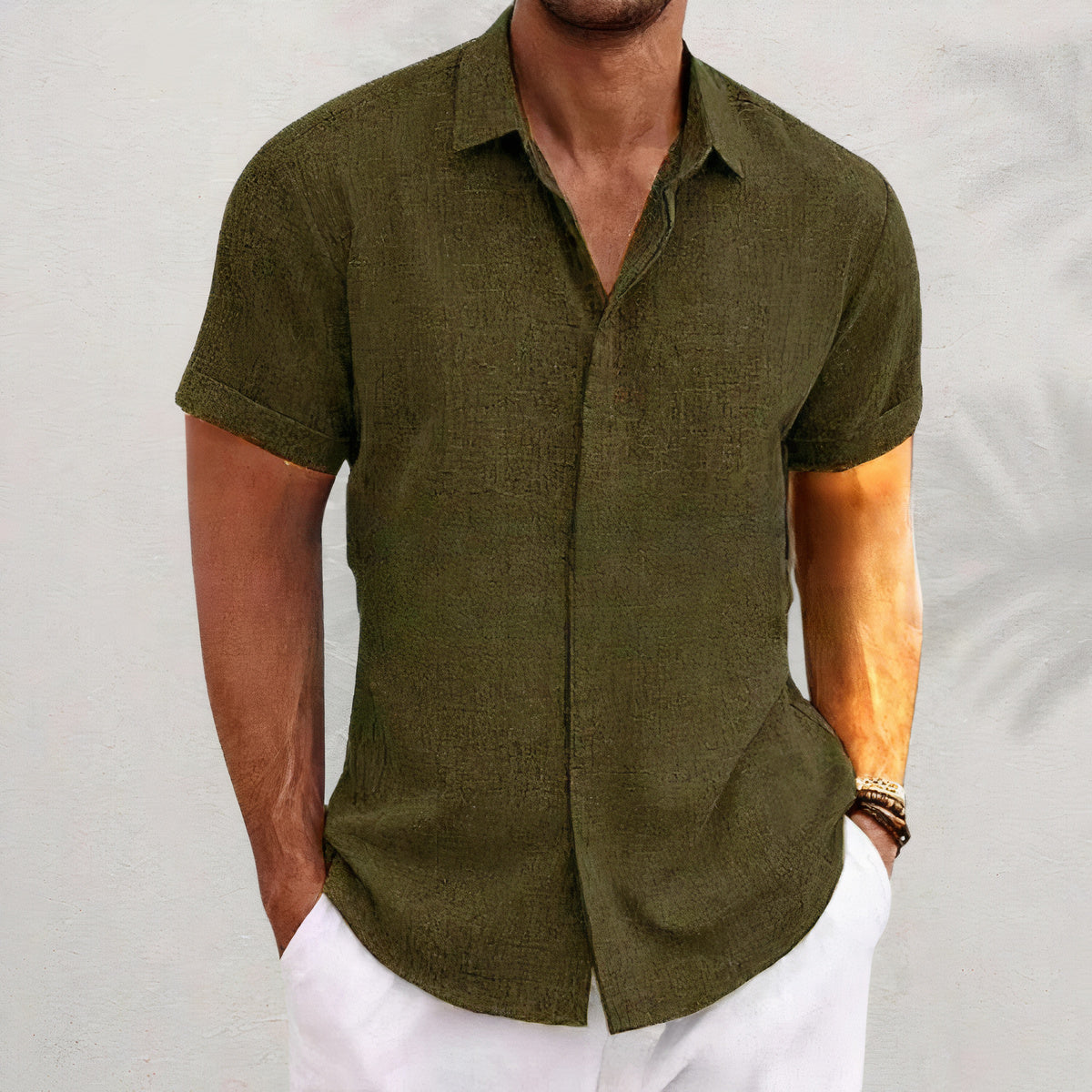 Jason | Stylish Textured Short-Sleeve Shirt - Valereo
