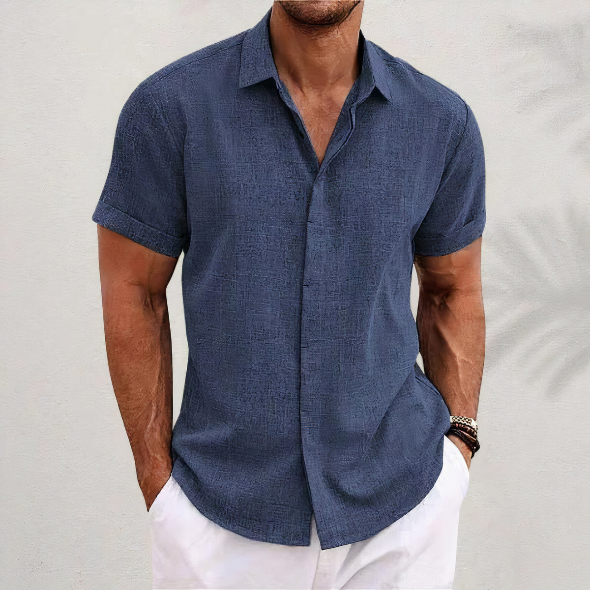 Jason | Stylish Textured Short-Sleeve Shirt - Valereo