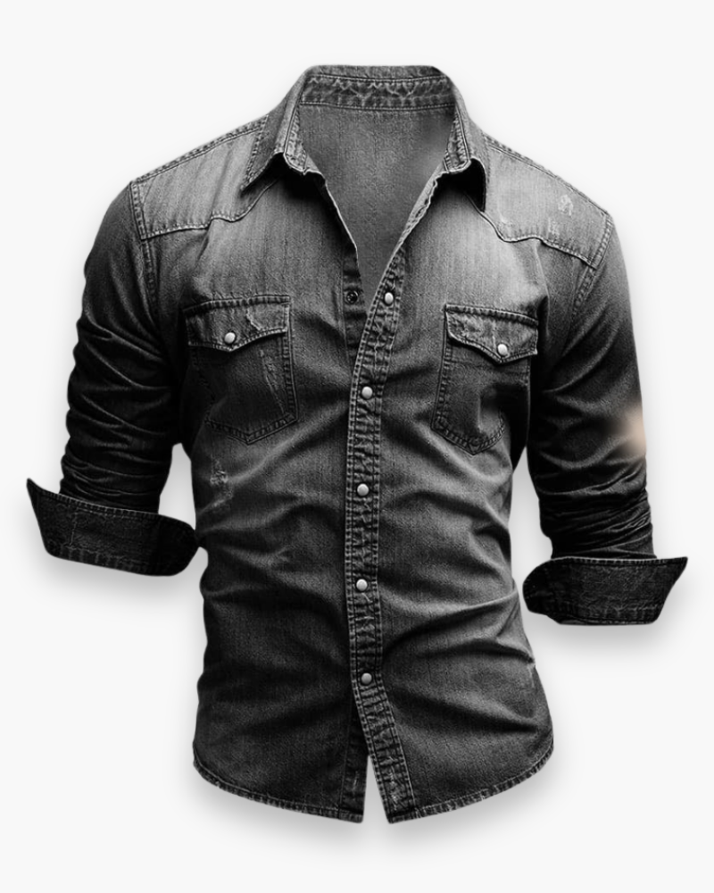 Jermaine | Casual Denim Snap-Button Shirt - Valereo