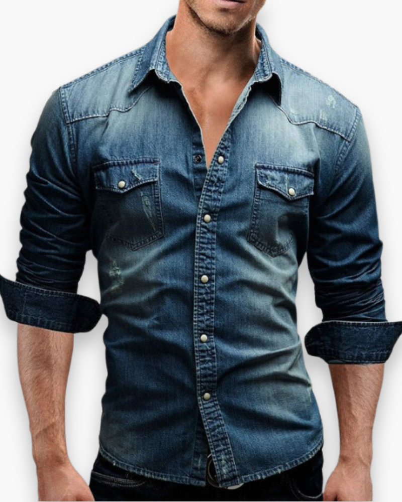Jermaine | Casual Denim Snap-Button Shirt - Valereo