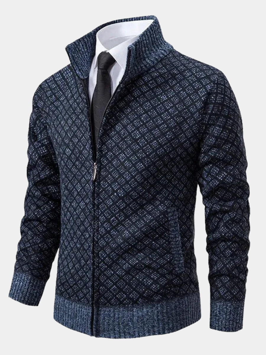 Jermaine | Cozy Diamond Knit Cardigan - Valereo