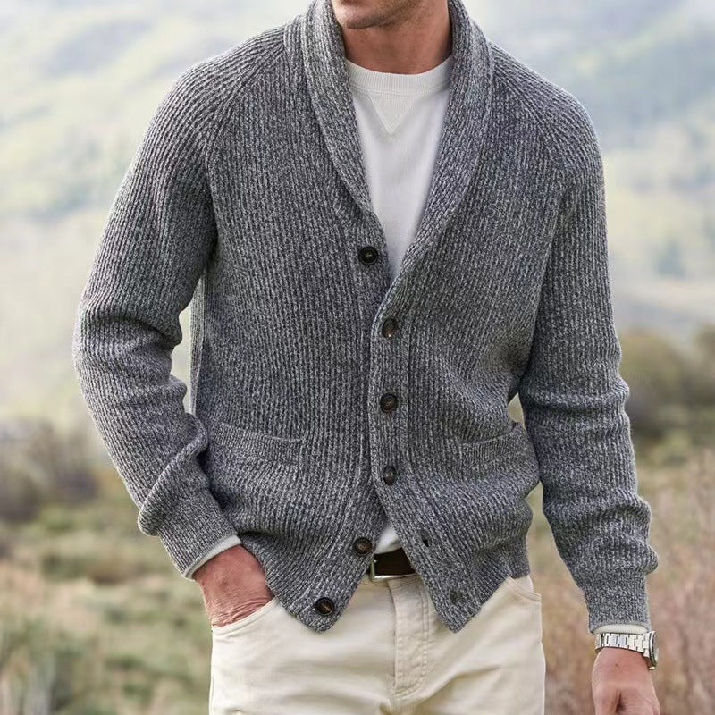 Jermaine | Elegant Shawl Collar Ribbed Cardigan - Valereo