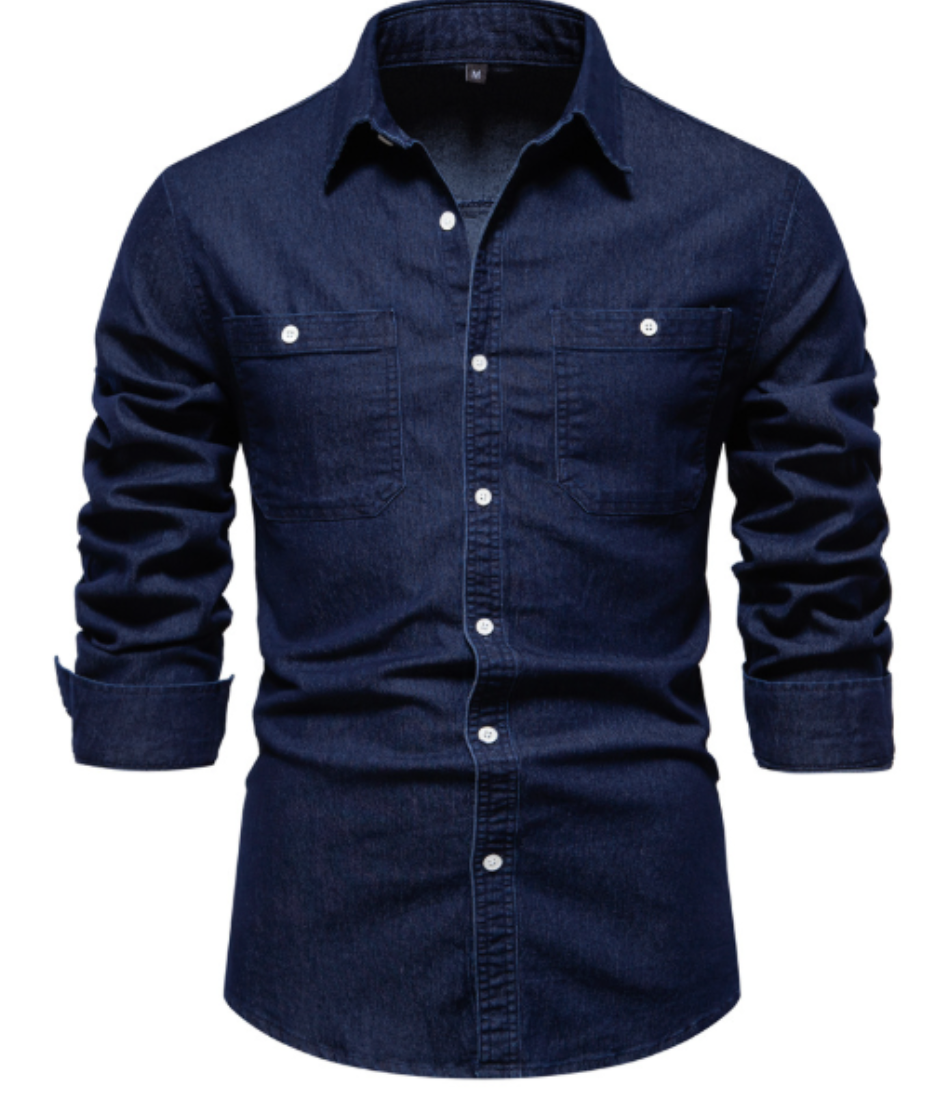 Jermaine | Stylish Denim Chest-Pocket Shirt - Valereo