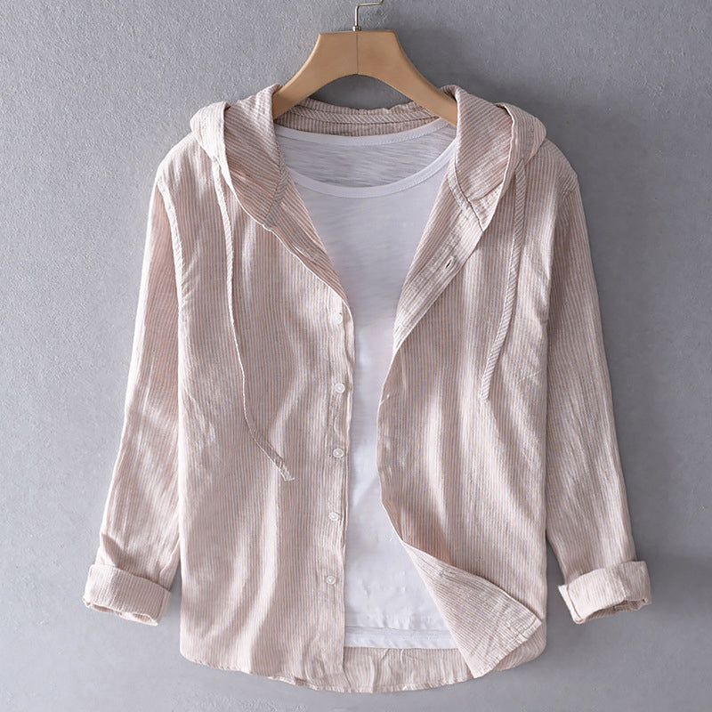 Julian | Casual Striped Hooded Shirt - Valereo