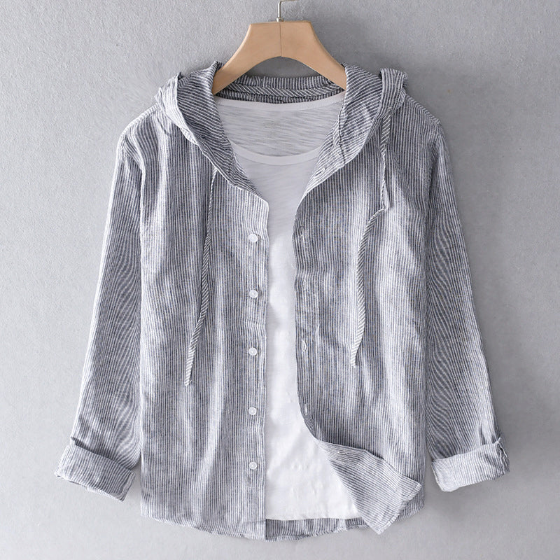 Julian | Casual Striped Hooded Shirt - Valereo