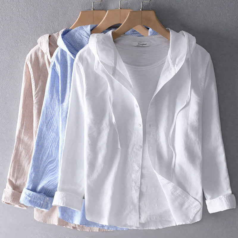 Julian | Casual Striped Hooded Shirt - Valereo