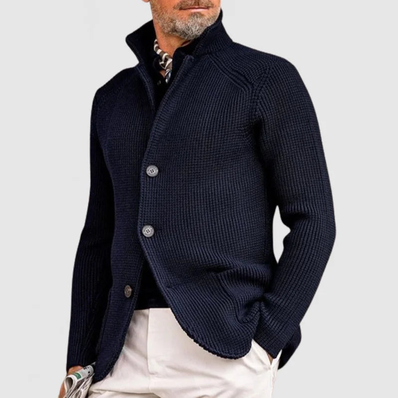 Julian | Refined Stand Collar Knit Cardigan - Valereo