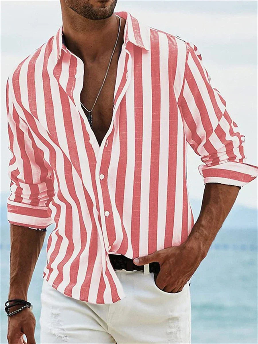 Julian | Relaxed Striped Button-Up Shirt - Valereo