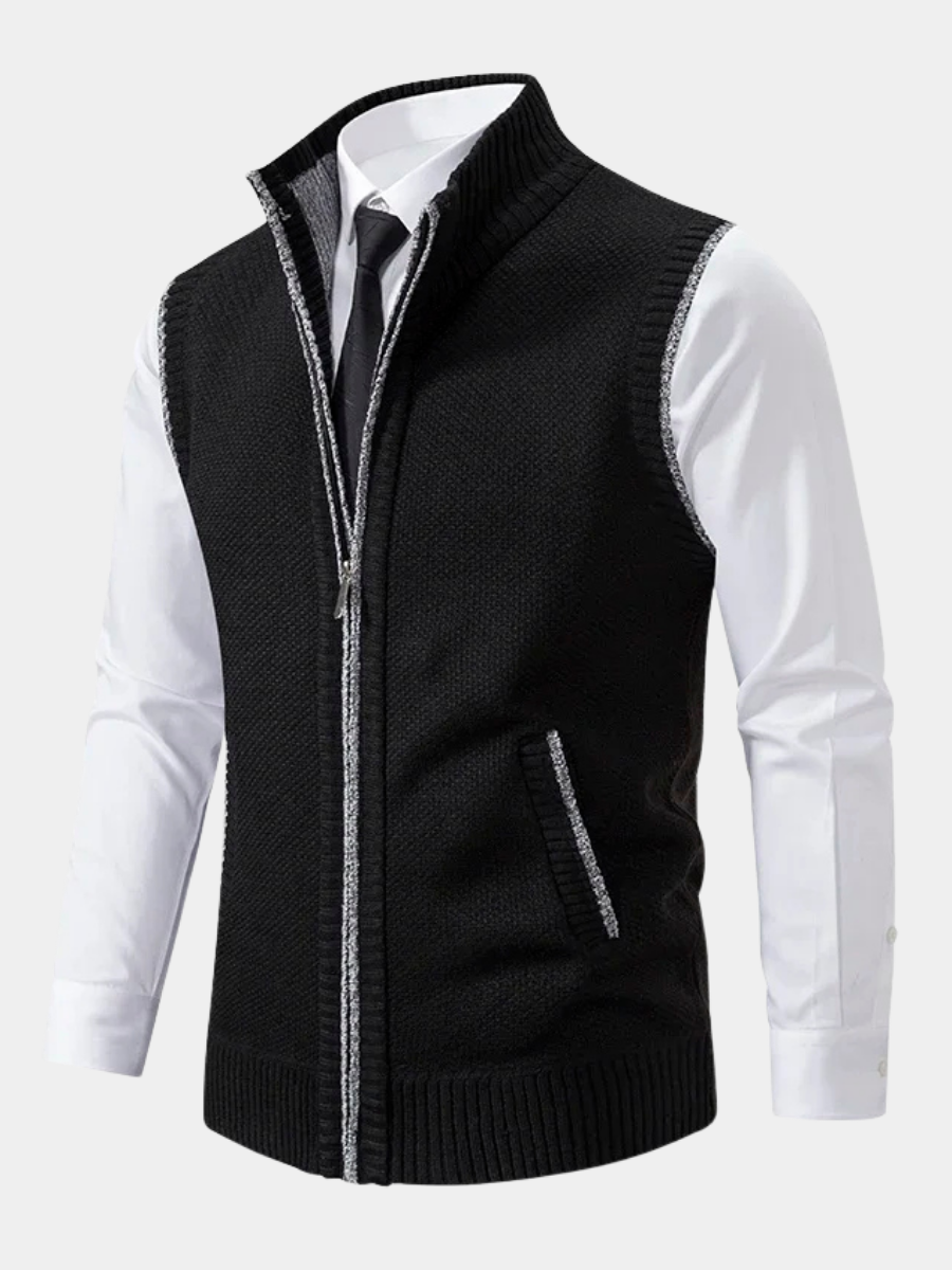Lucas | Refined Zip-Front Knit Sweater Vest - Valereo