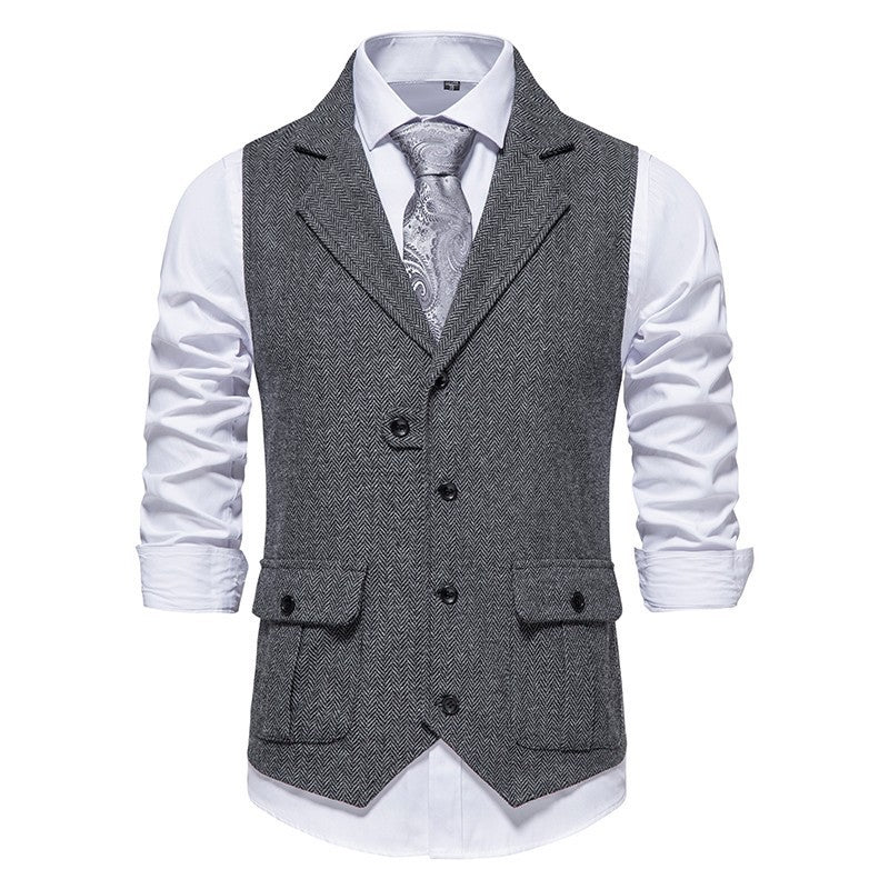 Marcus | Classic Herringbone Tailored Vest