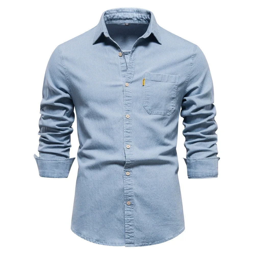 Mason | Casual Denim Button-Up Shirt - Valereo