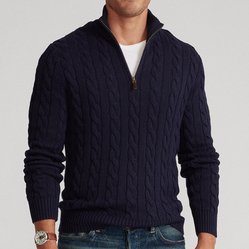 Mason | Classic Cable Knit Quarter-Zip Sweater - Valereo