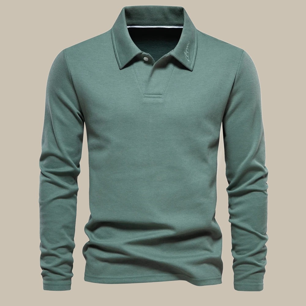 Mason | Relaxed Piqué Long-Sleeve Polo - Valereo