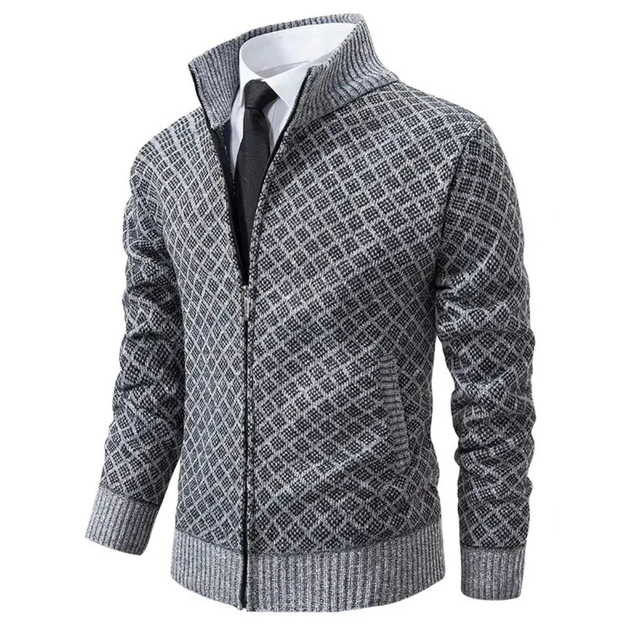 Mason | Stylish Diamond Knit Cardigan - Valereo