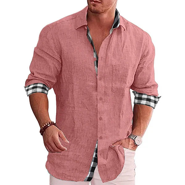 Mason | Stylish Linen Contrast-Trim Shirt - Valereo