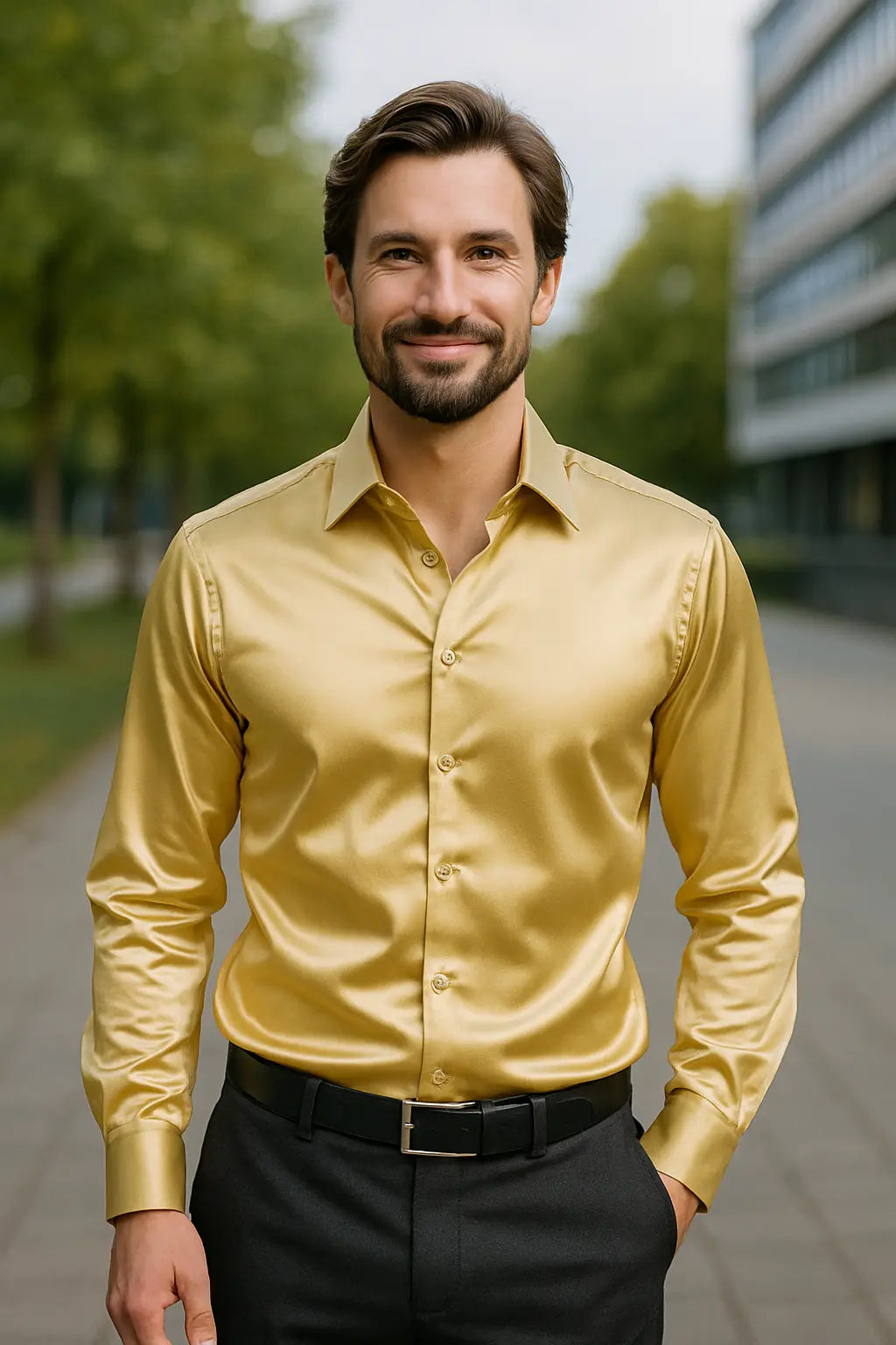 Matthew | Luxury Satin Slim-Fit Shirt - Valereo